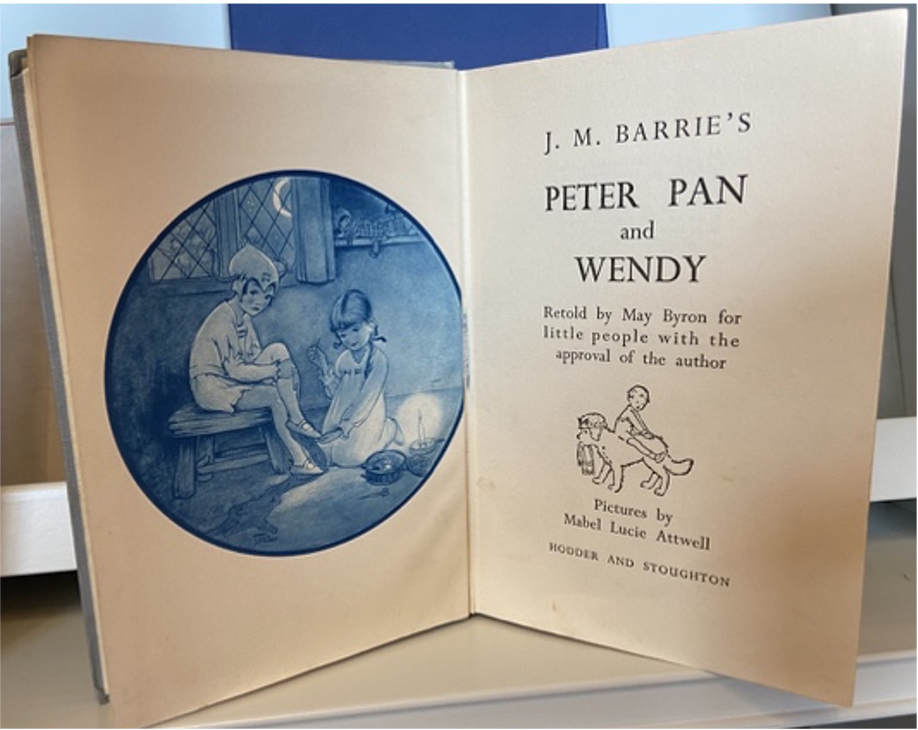J. M. Barrie's Peter Pan and Wendy open book