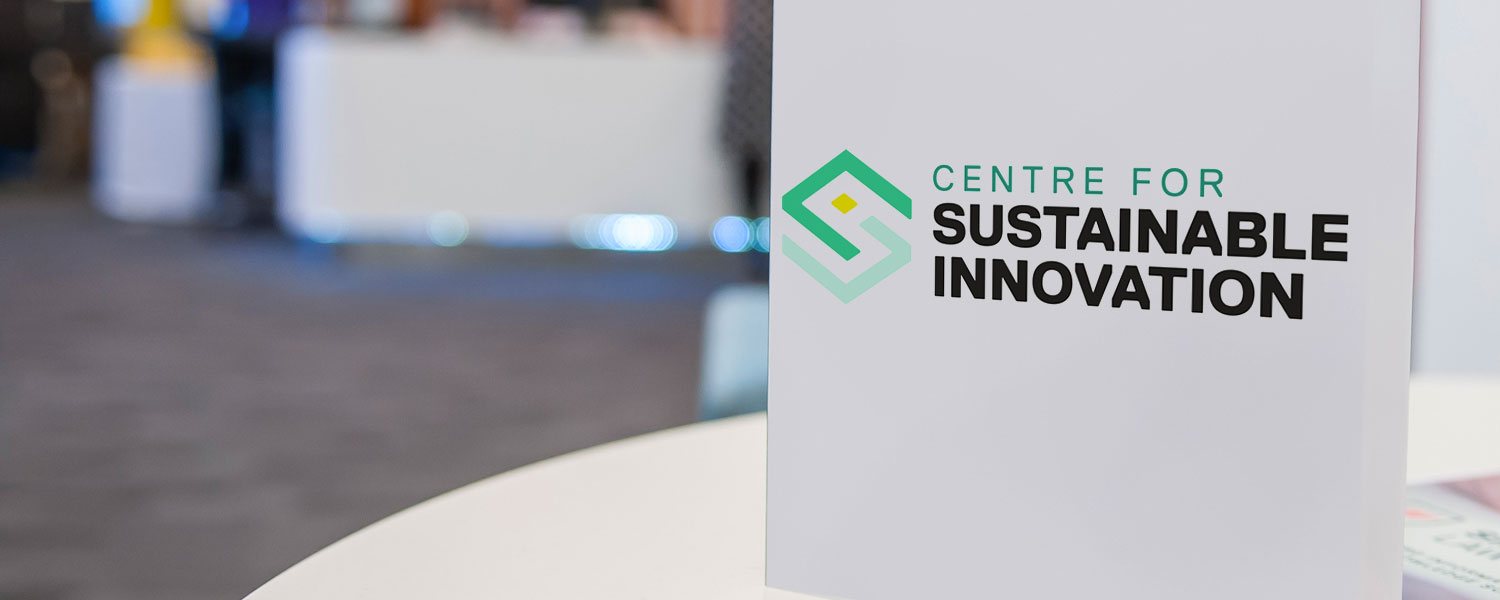 Centre for Sustainable Innovation logo on a table