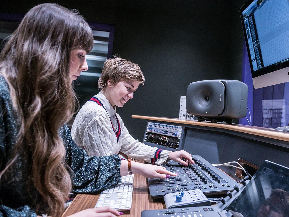 Students in our recording studios