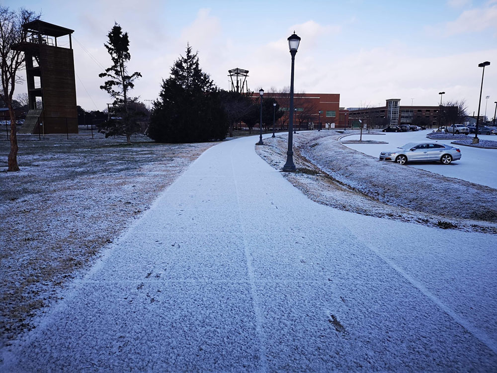 Snow-covered campus at MTSU, Nashville