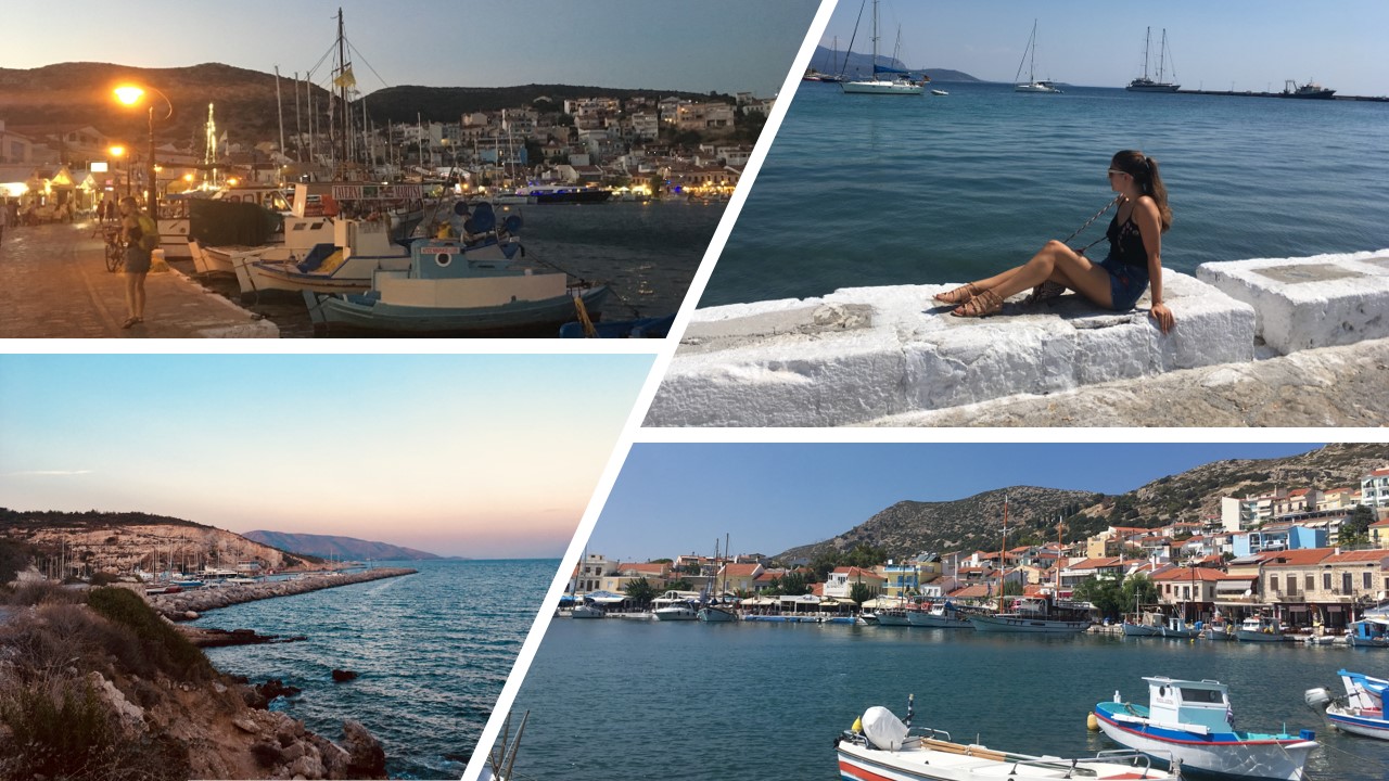Collage of images of the coast and harbours in Greece