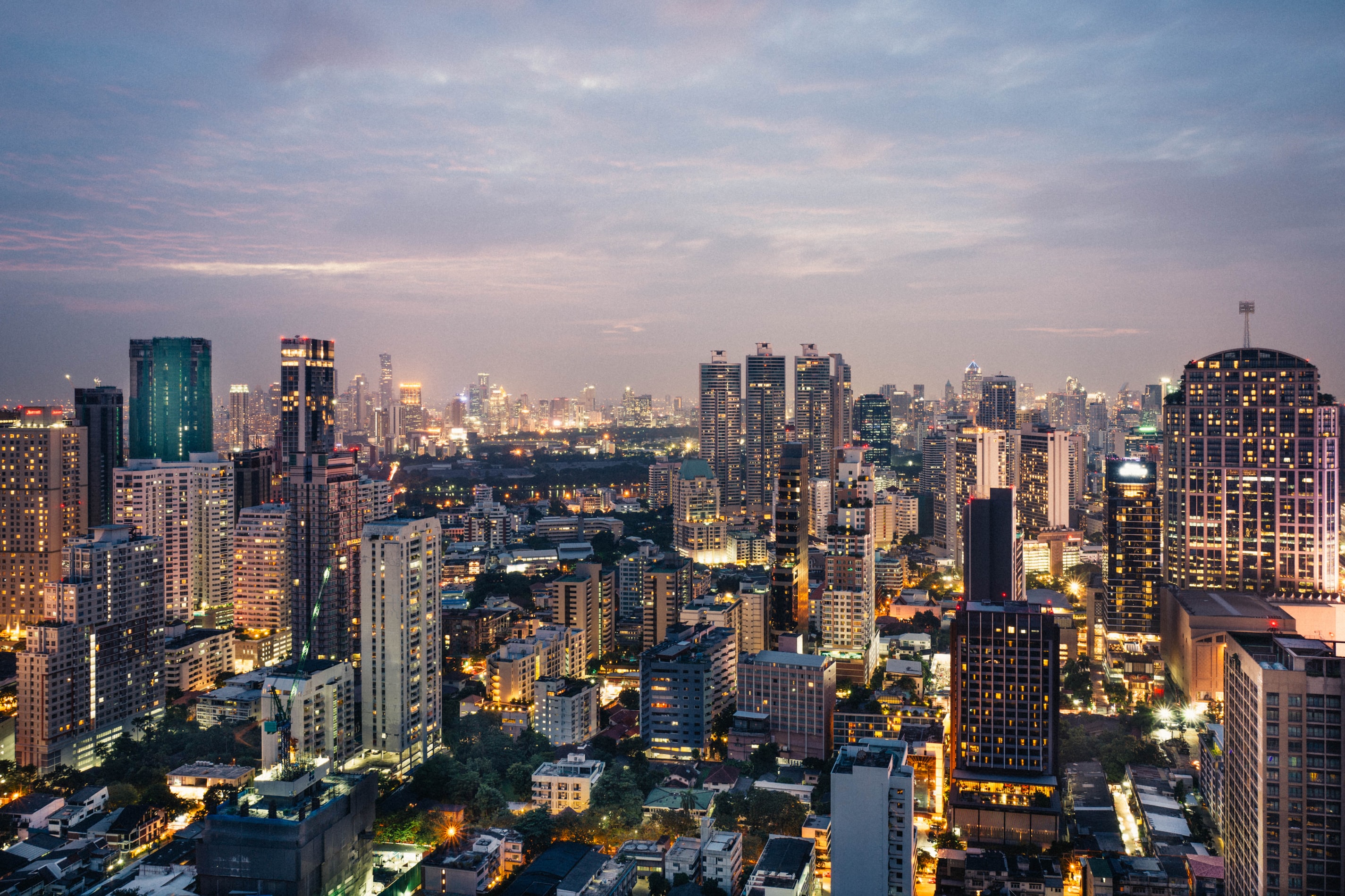 Ariel view of Bangkok city skyline