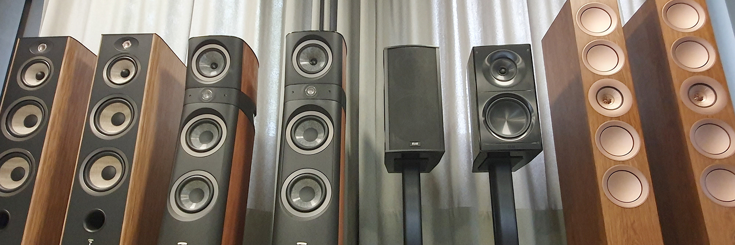 A row of speakers