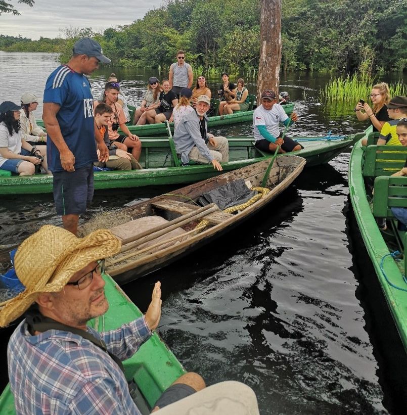 An Anaconda caught by fishermen in the Amazon Rainforest, Brazil on the Tropical Ecology Field Trip