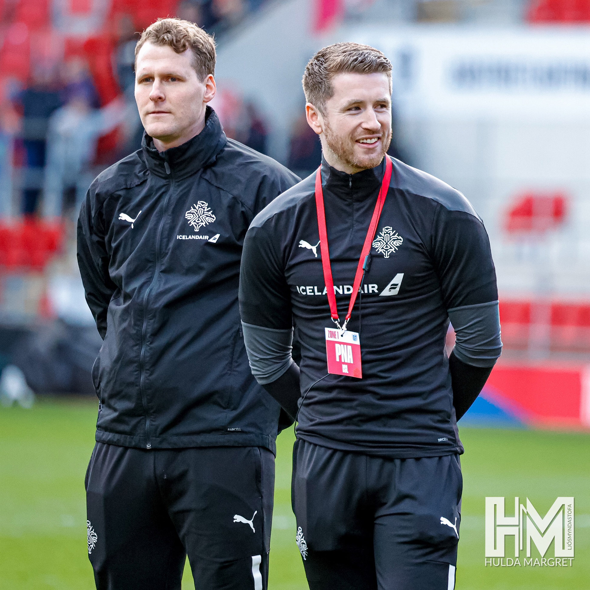 Dan Towers (right) at the Iceland v England game