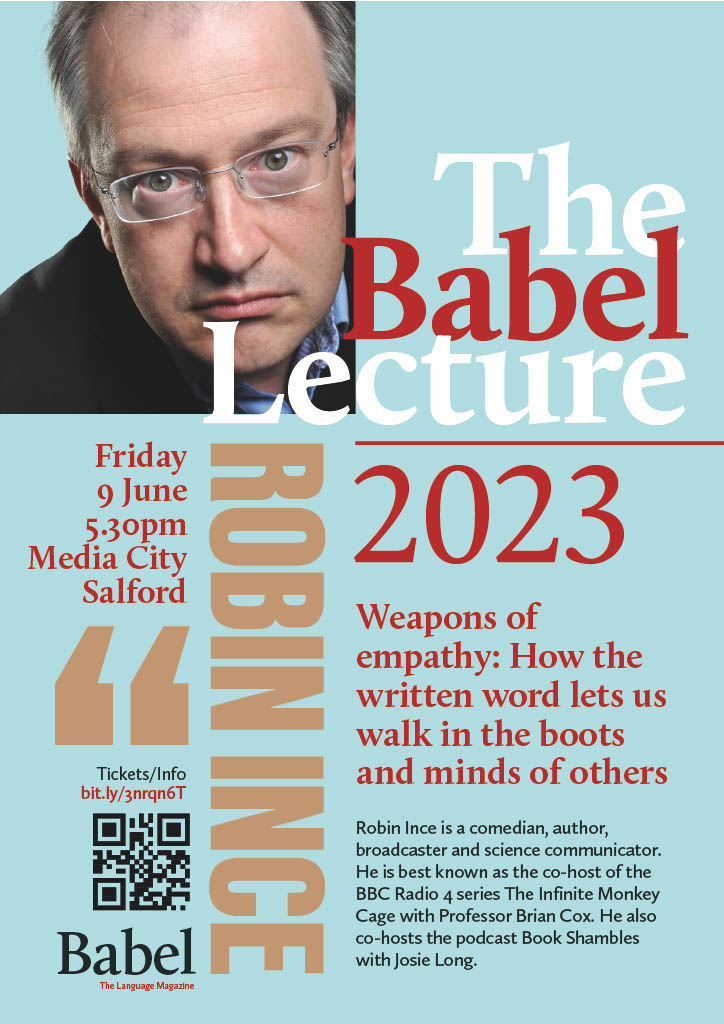 Poster for the Robin Ince Babel Language talk 
