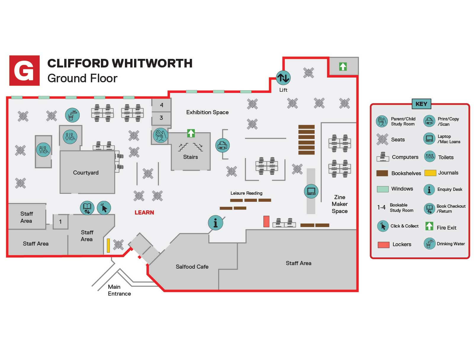 The ground floor of Clifford Whitworth Library
