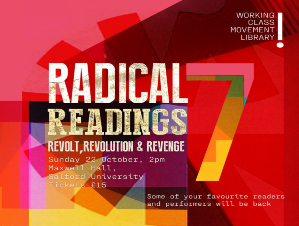 A poster for the Radical Readings event at the Working Class Movement Library