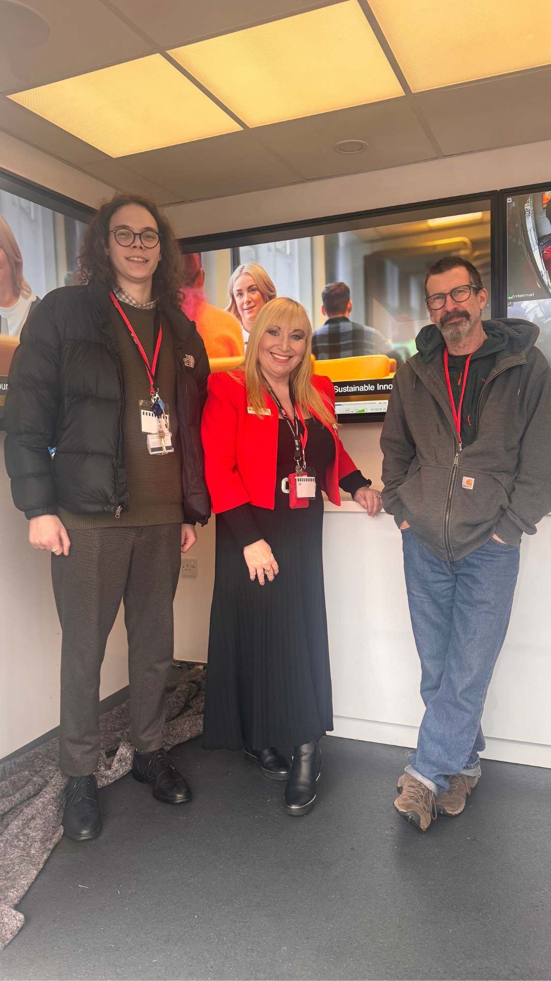 Luke Davies, Lynne Barrow, Mark Sanders from SBS in tech truck