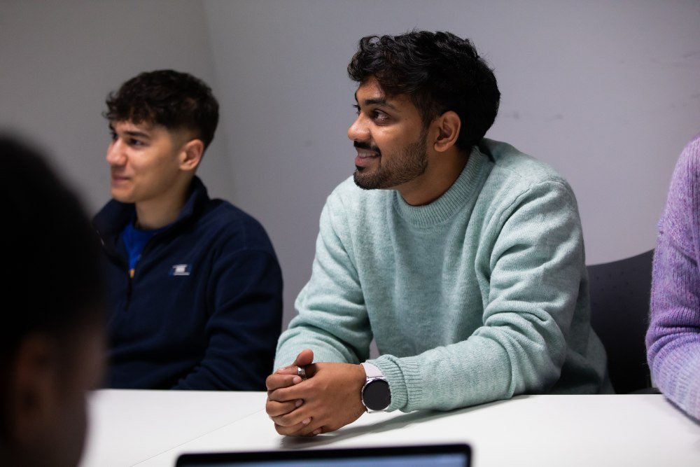 Students in a co-working space in the Library