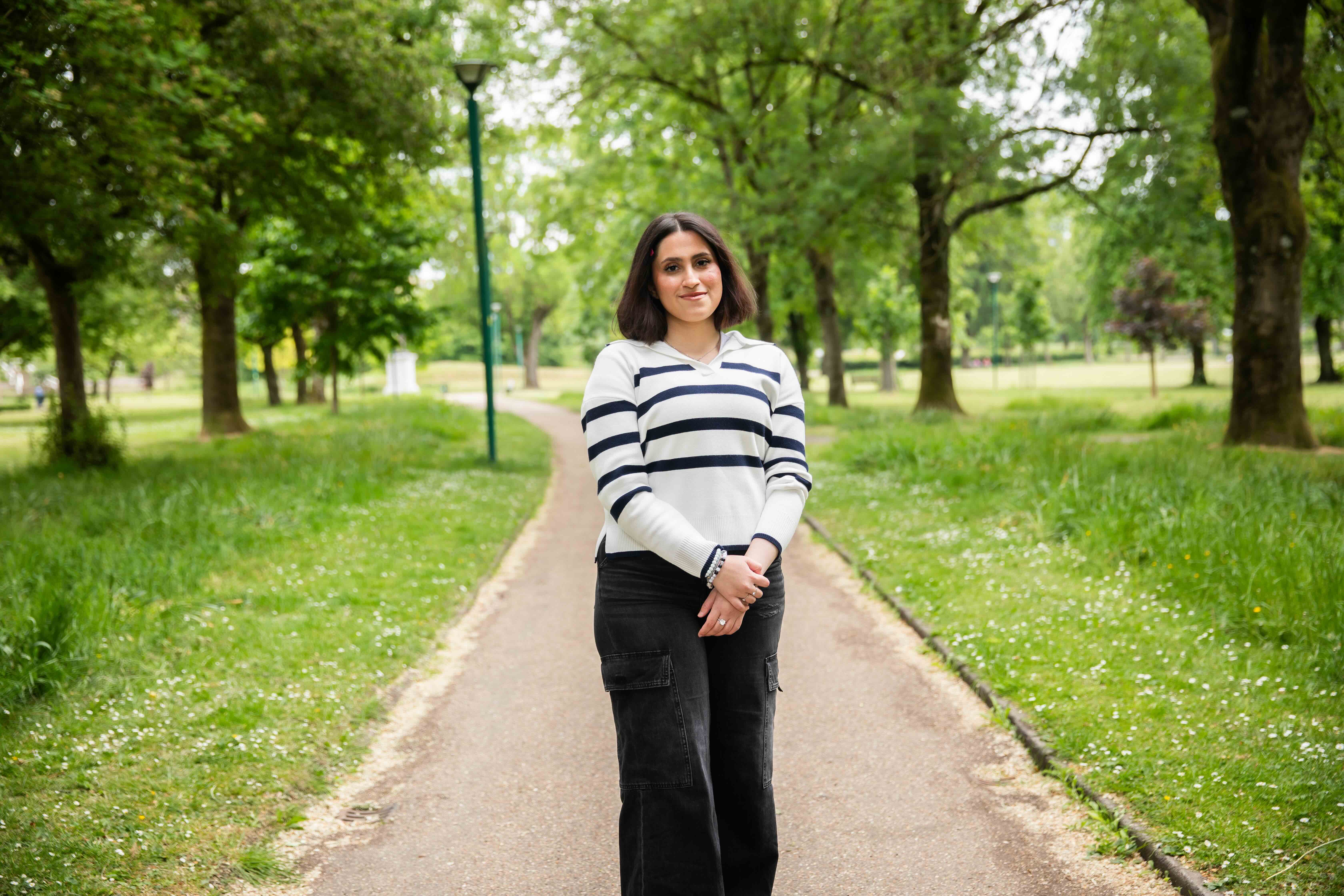 Accounting and Finance student Huda in Peel Park, University of Salford