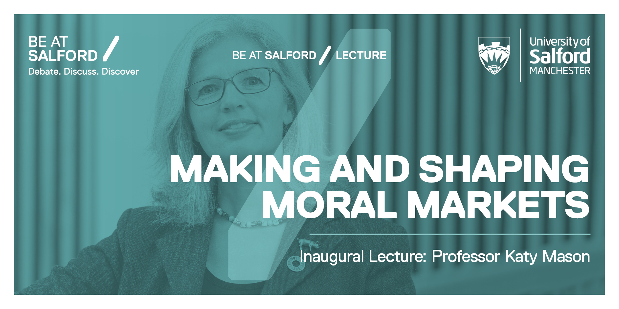Professor Katy Mason inaugural lecture banner