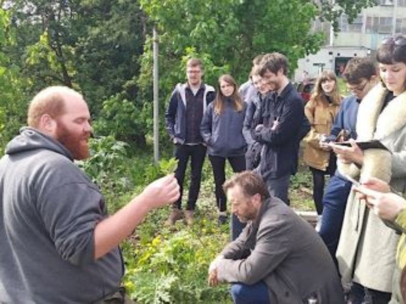 David Winnard showing off some nature on  walk in Peel Park.