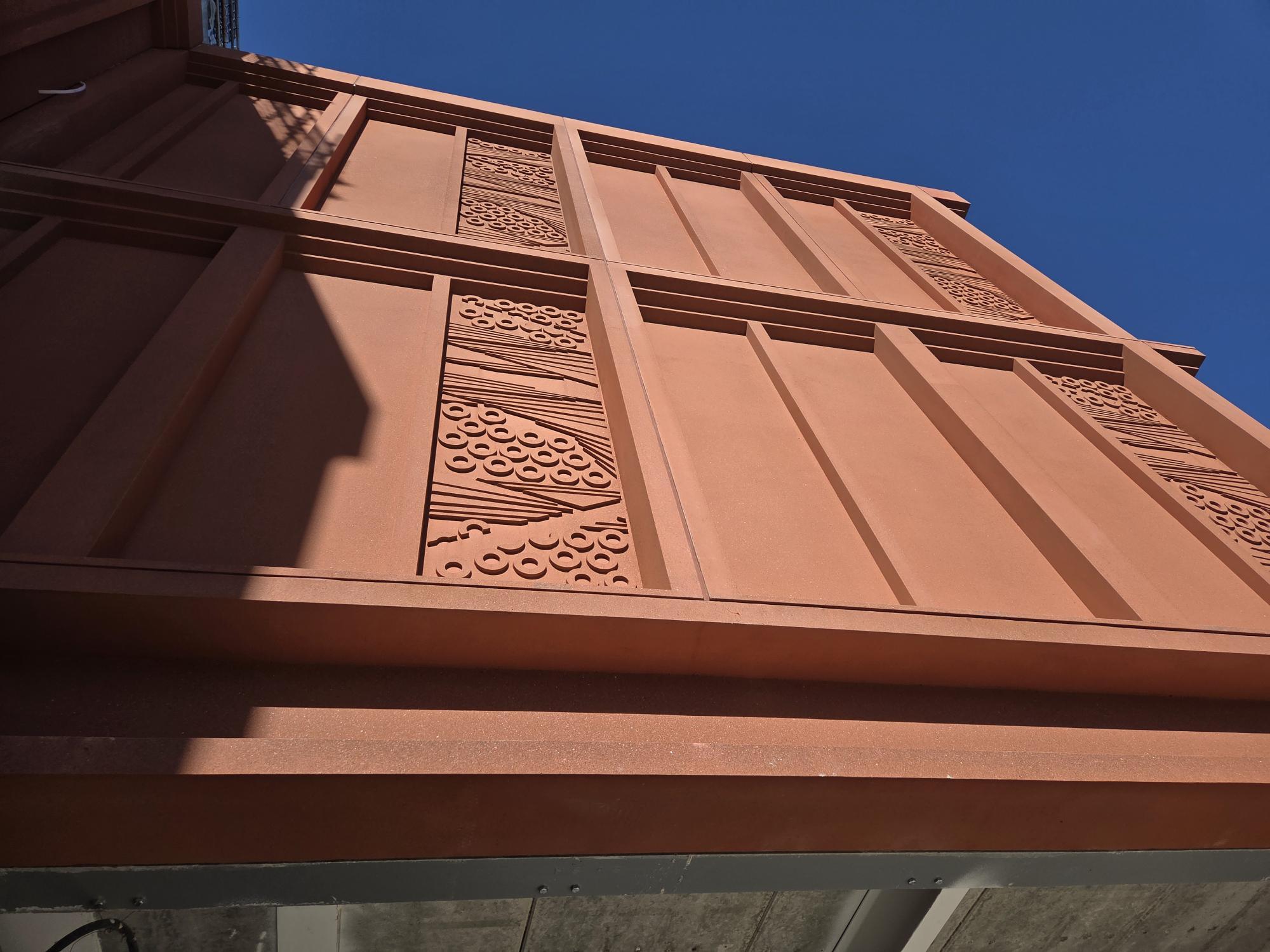 Panels on exterior of Thrive Health and Wellbeing Building