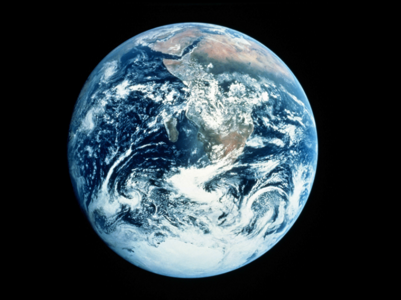 "The Blue Marble" a photograph of Earth by the crew of the Apollo 17 spacecraft