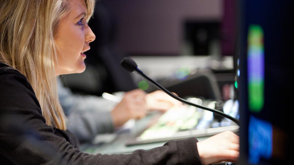 Placement student in the MediaCity TV production studio