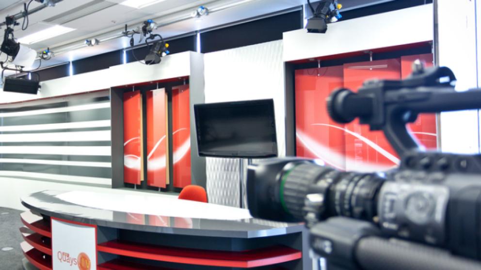 Interior of MediaCity news TV studio