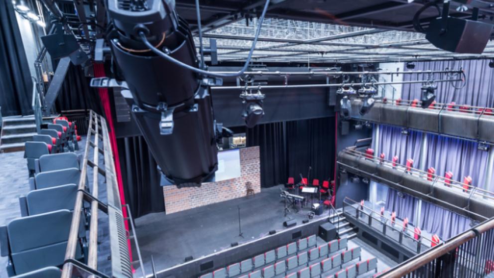 Stage and balcony seats in the New Adelphi Theatre, University of Salford