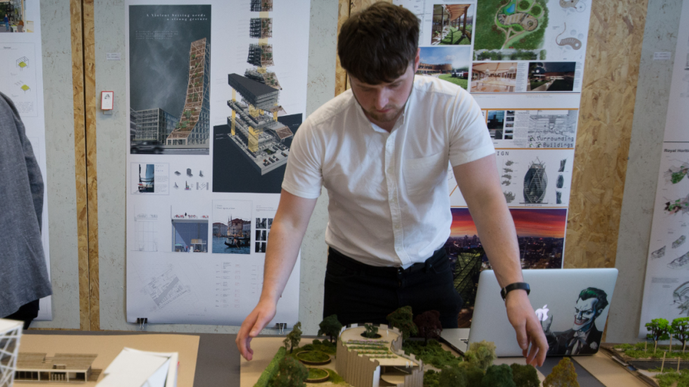 Architecture student in the studio