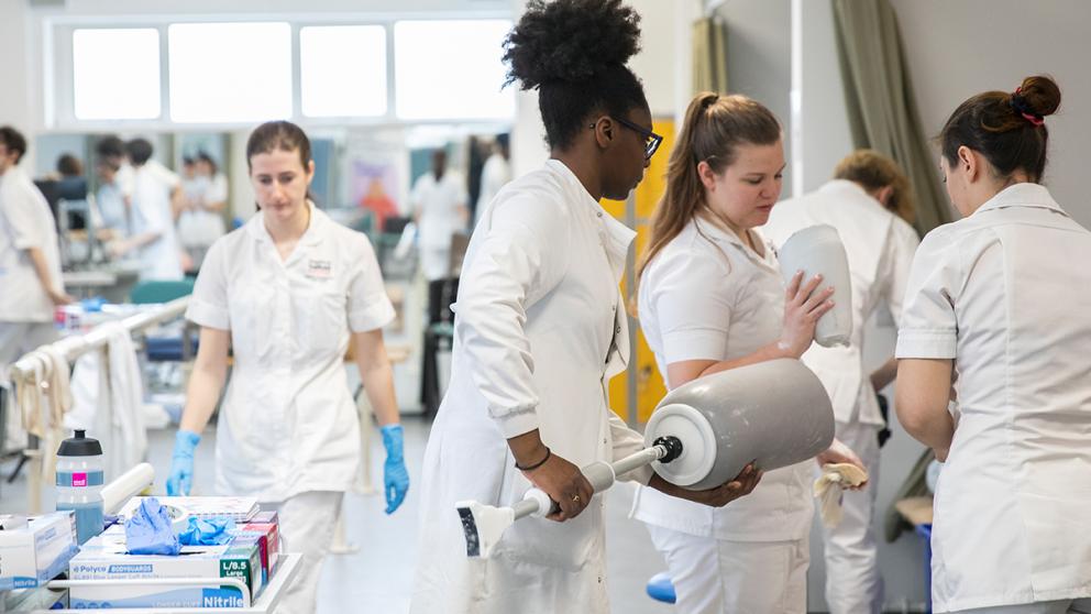 Students in the Prosthetics and Orthotics Labs, University of Salford