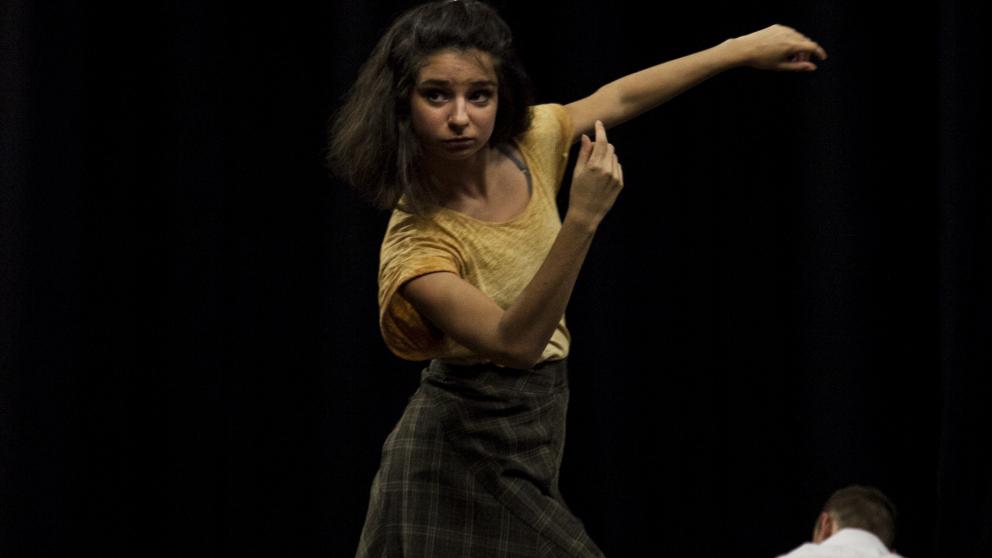 Dance student performing on stage