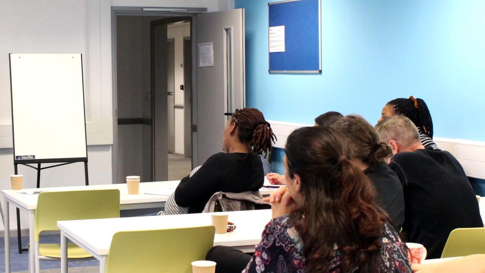 Ruth May, Chief Nursing Officer for England, talks to students at the University of Salford
