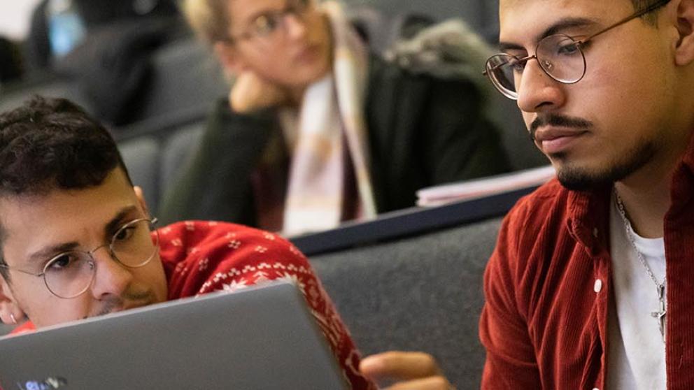 University of Salford students in a lecture theatre