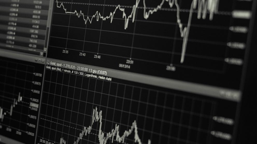 Business chart on monitor display