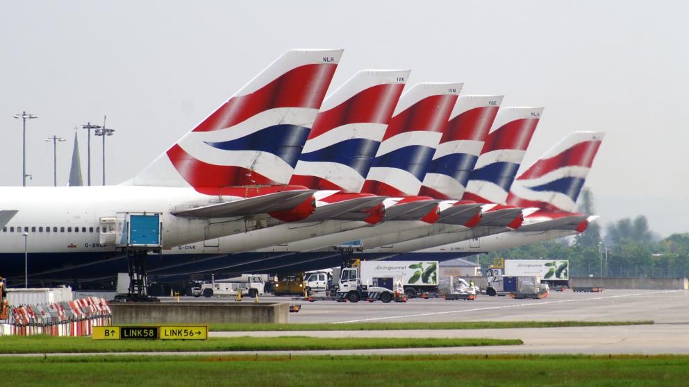 British Airways Boeing 747 aircraft parked at an airport