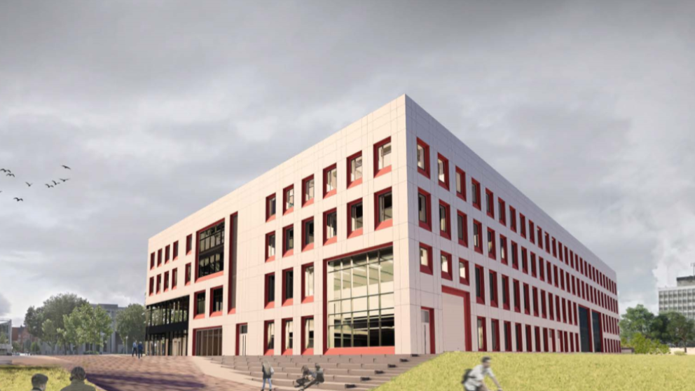 An artist's impression of the Science, Engineering & Environment (SEE) Building, University of Salford