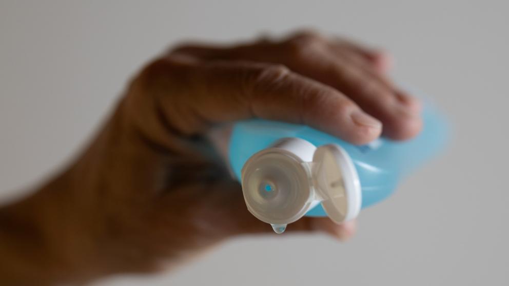 Bottle of hand sanitizer gel