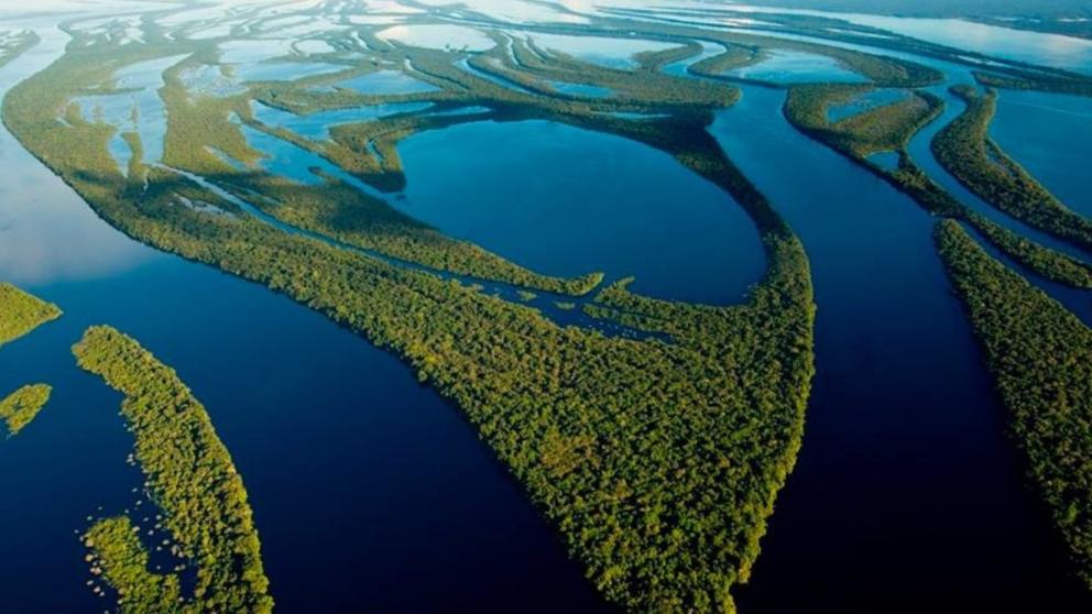 Aerial view of Amazon River in Brazil