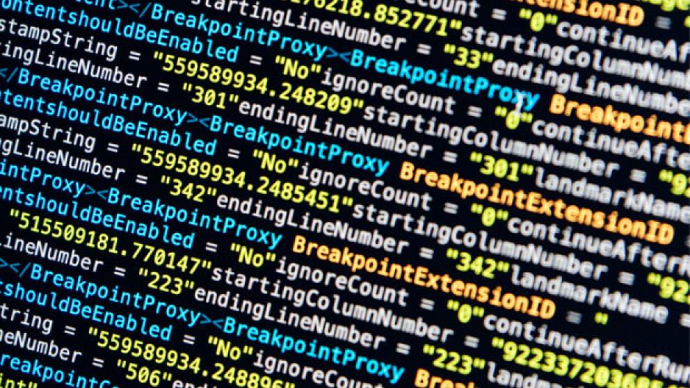 Monitor displaying computer code