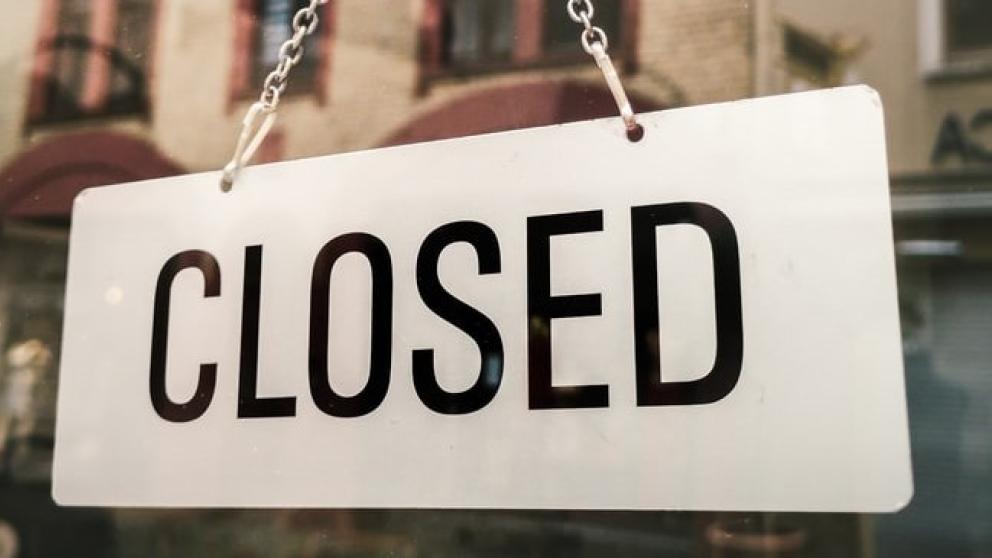 Closed sign in shop window