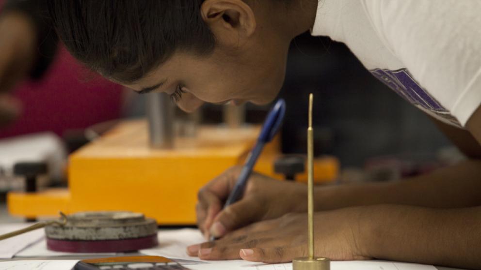 Student working on an engineering project