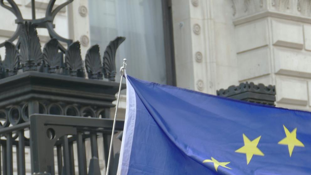 EU flag outside Downing Street