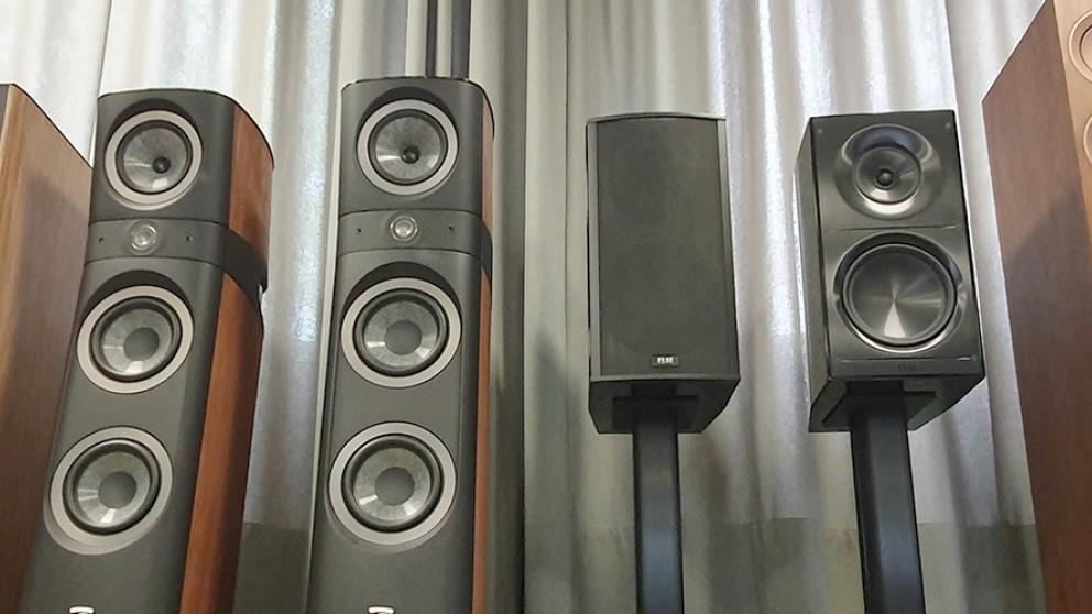 A row of speakers
