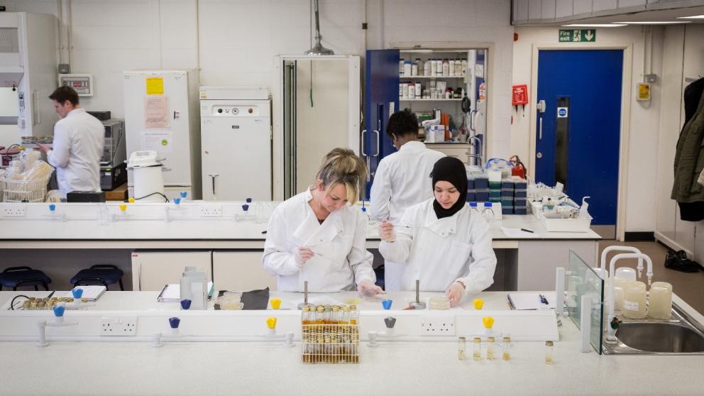 Students in biochemistry class