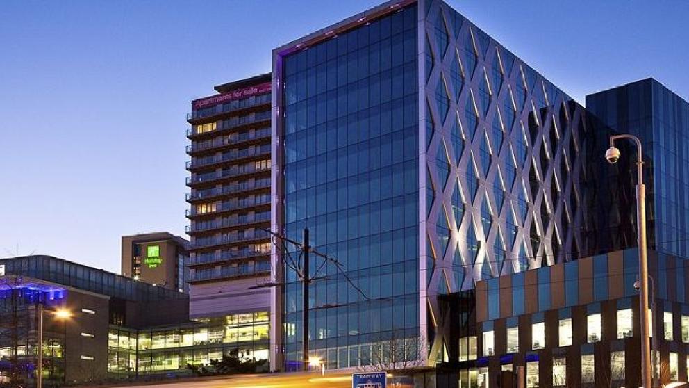 MediaCity campus at night