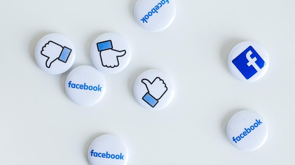 Eight badges with Facebook branding