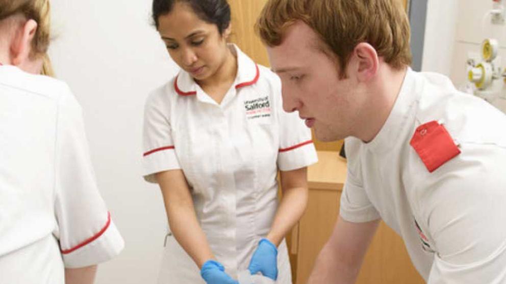 Nursing students in the Simulation Suite, University of Salford
