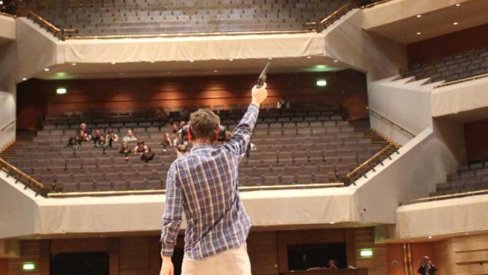 Trevor Cox conducts an acoustic experiment