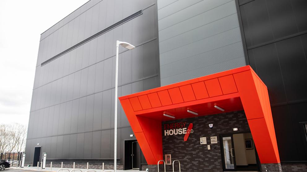 External view of Energy House 2.0 entrance, University of Salford