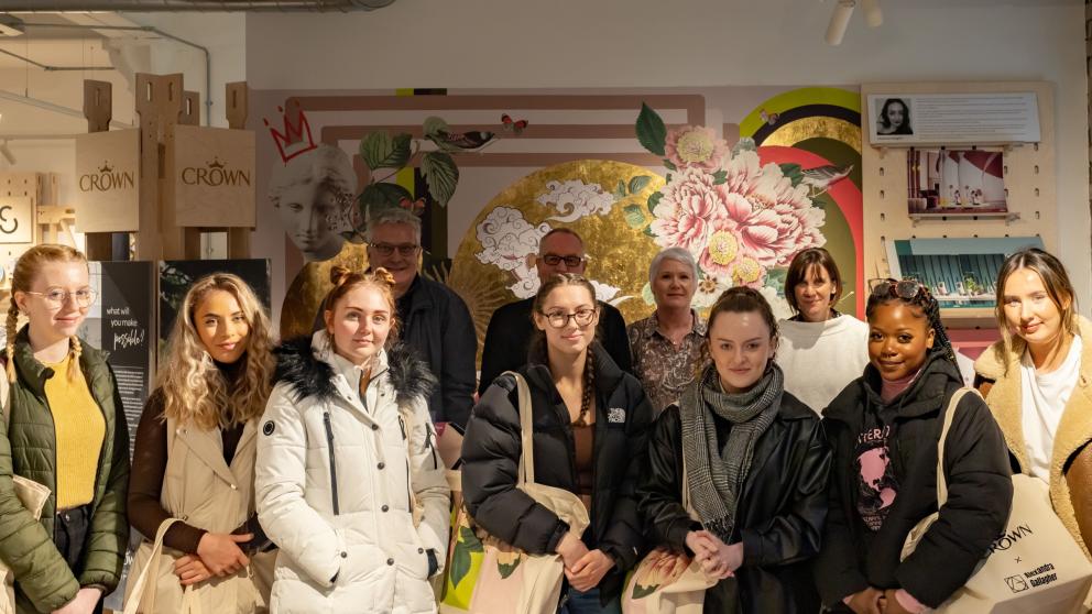 Group of students in the showroom space within Material Source Studio in Manchester