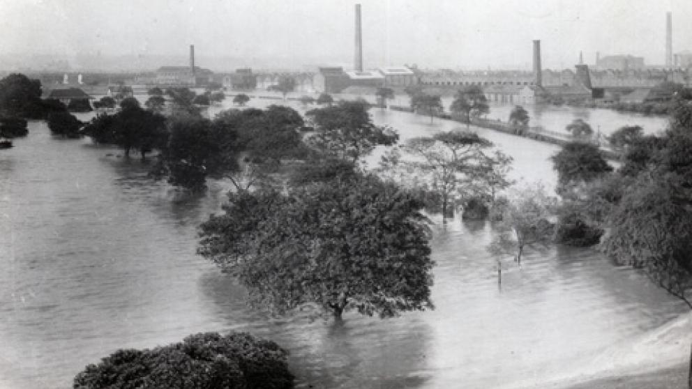 A flooded Peel park in 1946