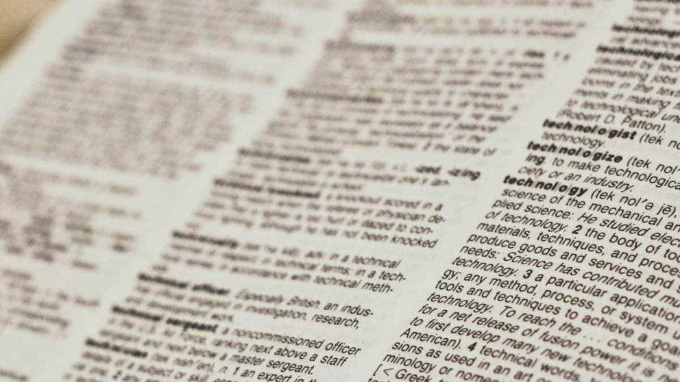 A close up of a page in a dictionary