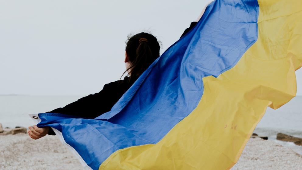 Child with Ukraine flag