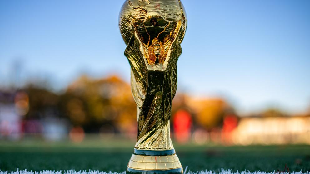 Image shows the World Cup trophy