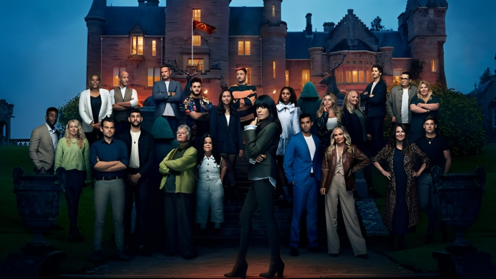 Image is a promo shot of the cast of the BBC series The Traitors
