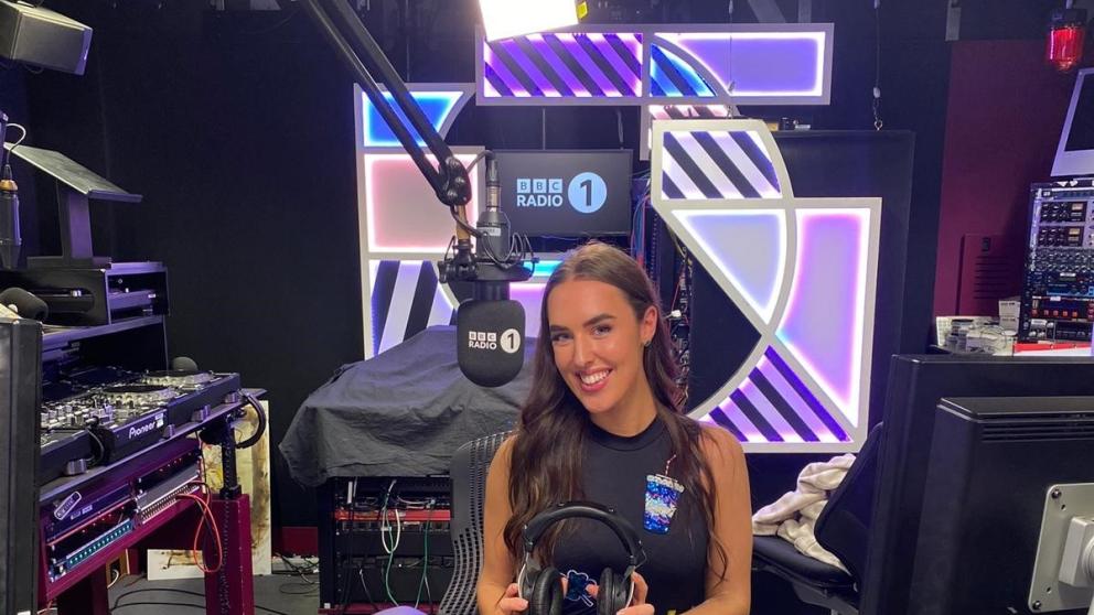 Evanna Maxted in BBC Radio 1 studio